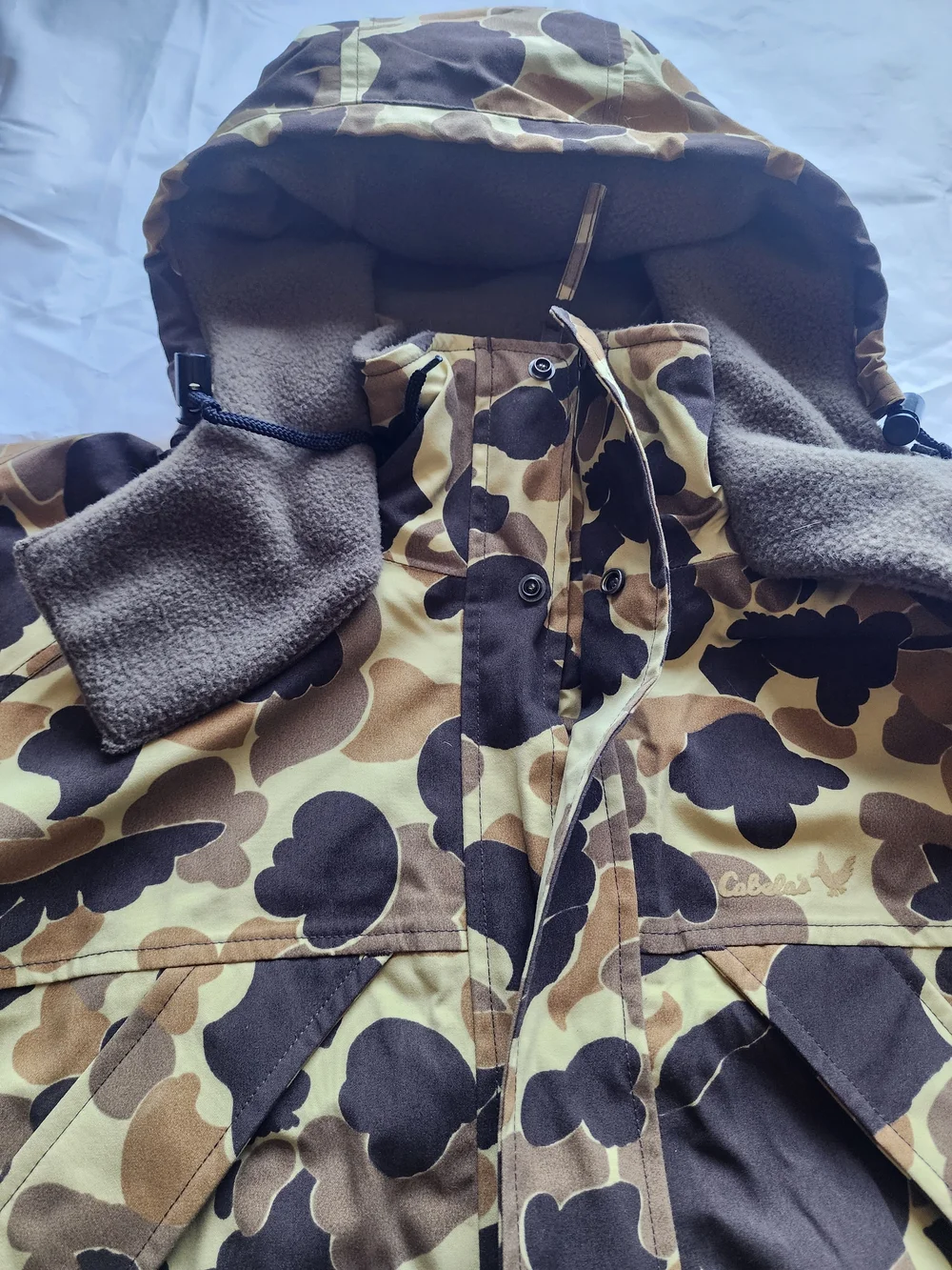 VTG CABELA'S MEN'S OUTDOOR GEAR DUCK CAMO HUNTING HOODED JACKET BROWN SIZE 3XL